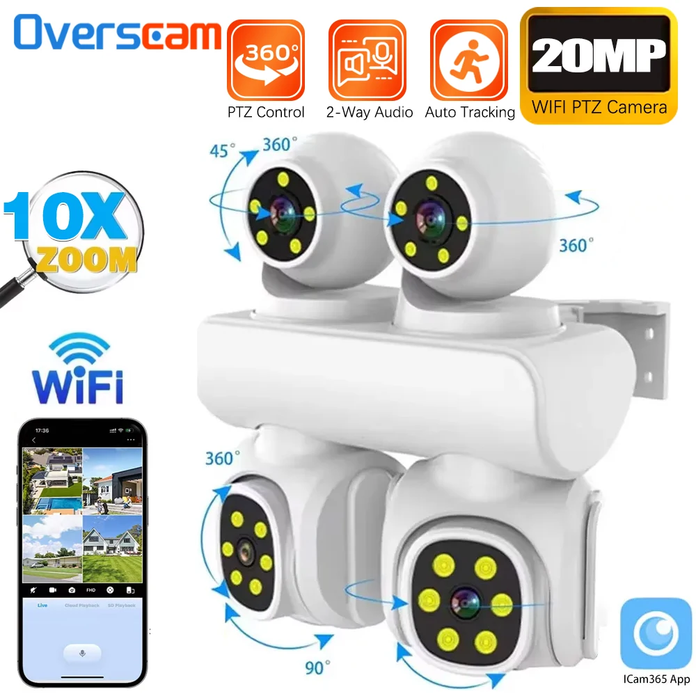 New 10K 20MP WiFi Security Camera 4 Lens 4 Screen 360° CCTV 10X Zoom Waterproof Home Surveillance CCTV Outdoor Street Video Cam
New 10K 20MP WiFi Security Camera 4 Lens 4 Screen 360° CCTV 10X Zoom Waterproof Home Surveillance CCTV Outdoor Street Video Cam