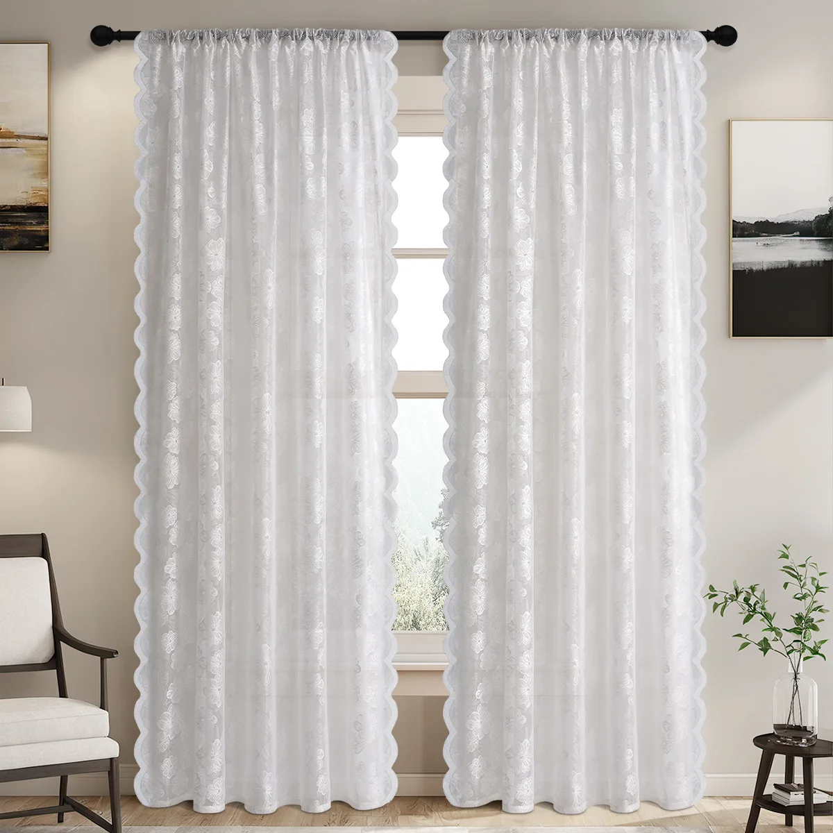 Beauty White Lace Flower Curtain For Living Room Garden Decoration Wear Pole Window Screen Curtain
Beauty White Lace Flower Curtain For Living Room Garden Decoration Wear Pole Window Screen Curtain