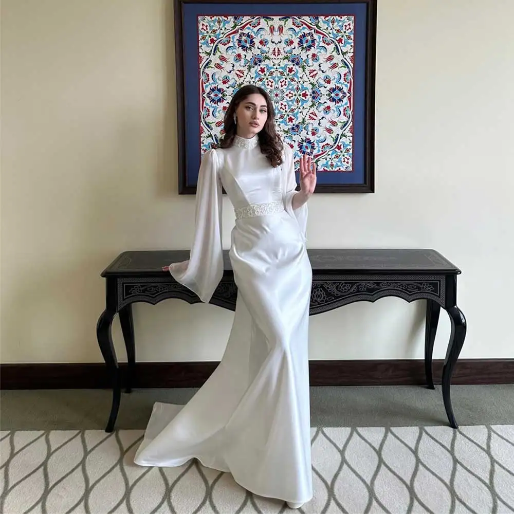 Long Sleeve Mermaid Prom Gown High Neck Back Lace-up Organza Saudi Arabia Temperament Evening Dresses for Women فساتين سهرة فخمه
Long Sleeve Mermaid Prom Gown High Neck Back Lace-up Organza Saudi Arabia Temperament Evening Dresses for Women فساتين سهرة فخمه