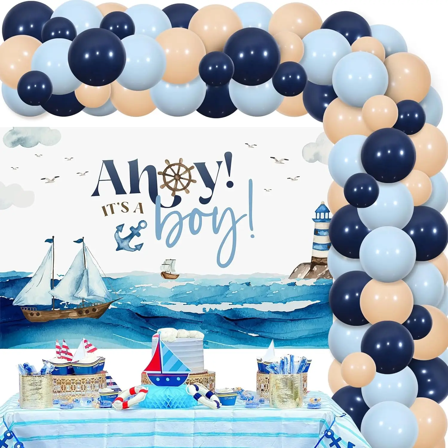 Фотофон Ahoy It's A Boy Baby Shower с морскими воздушными шарами, гирлянда для океанского плавания, детский праздник, аксессуары для декора
Фотофон Ahoy It's A Boy Baby Shower с морскими воздушными шарами, гирлянда для океанского плавания, детский праздник, аксессуары для декора