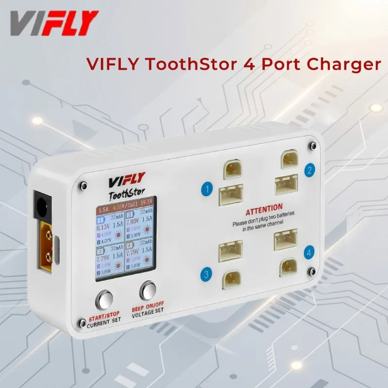 VIFLY ToothStor 4 Port 2S Balance Charger with Storage Mode
VIFLY ToothStor 4 Port 2S Balance Charger with Storage Mode