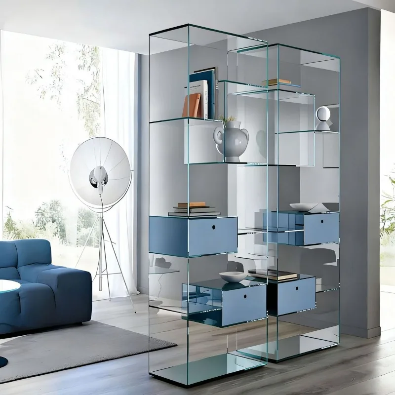 Italian minimalist tempered glass transparent bookcase living room home wall side cabinet storage bookshelf
Italian minimalist tempered glass transparent bookcase living room home wall side cabinet storage bookshelf