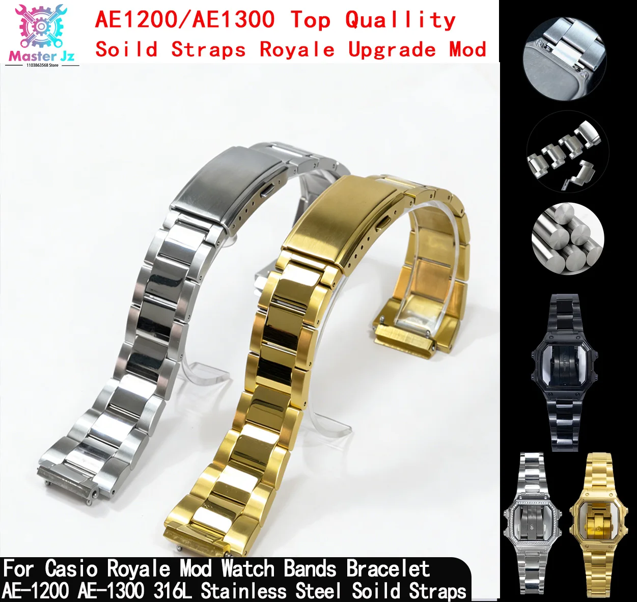 For Casio AE1200 Watch Bands Royale Mod Strap 316L Soild Straps Metal Polish Brushed Bracelet Modifications Accessories
For Casio AE1200 Watch Bands Royale Mod Strap 316L Soild Straps Metal Polish Brushed Bracelet Modifications Accessories