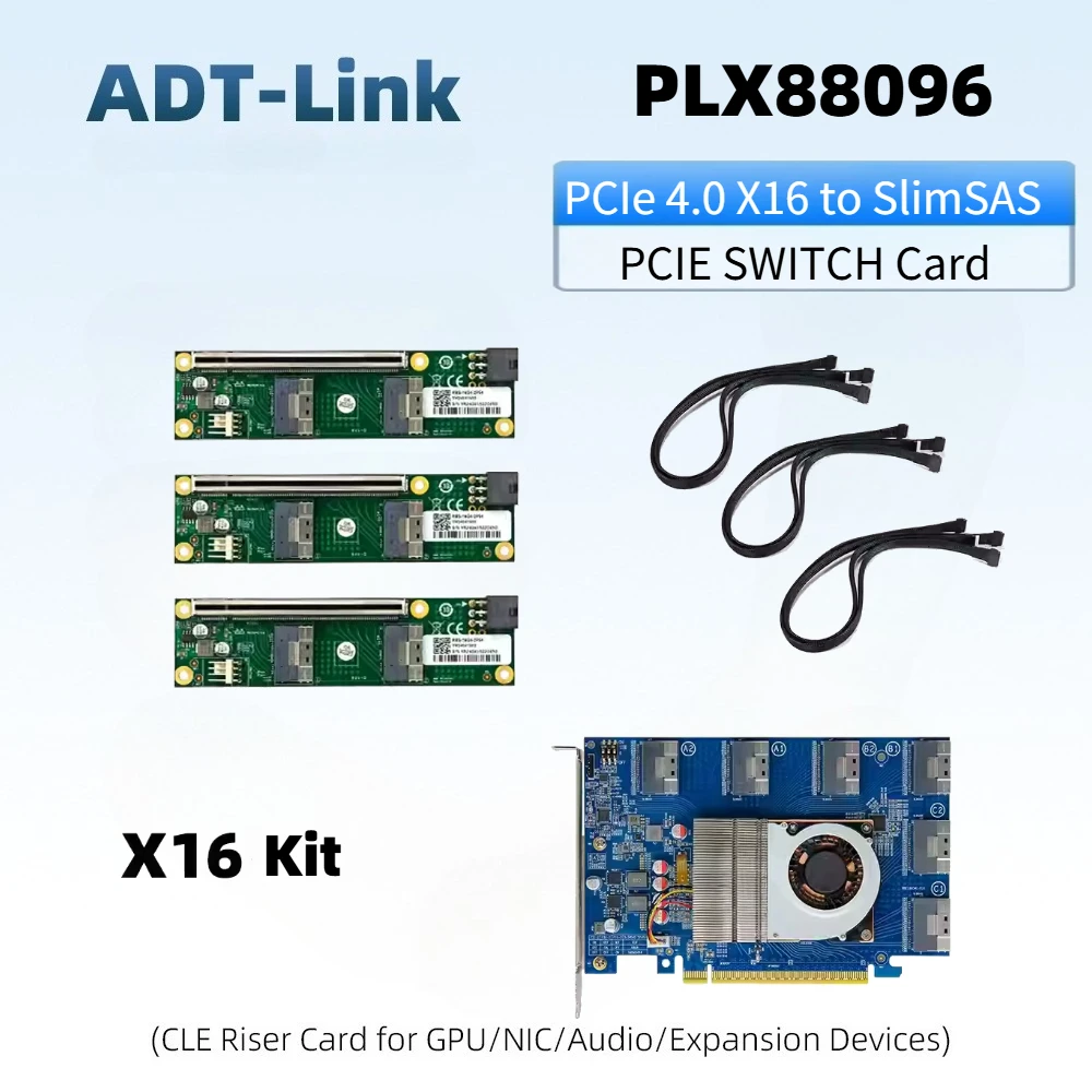 PCIE 4.0 X16 PLX88096 SWITCH Expansion Card External Graphics Hard Disk 8654 Interface Split-Free X16/X8/X4 for GPU SSD U.2/ M.2
PCIE 4.0 X16 PLX88096 SWITCH Expansion Card External Graphics Hard Disk 8654 Interface Split-Free X16/X8/X4 for GPU SSD U.2/ M.2
