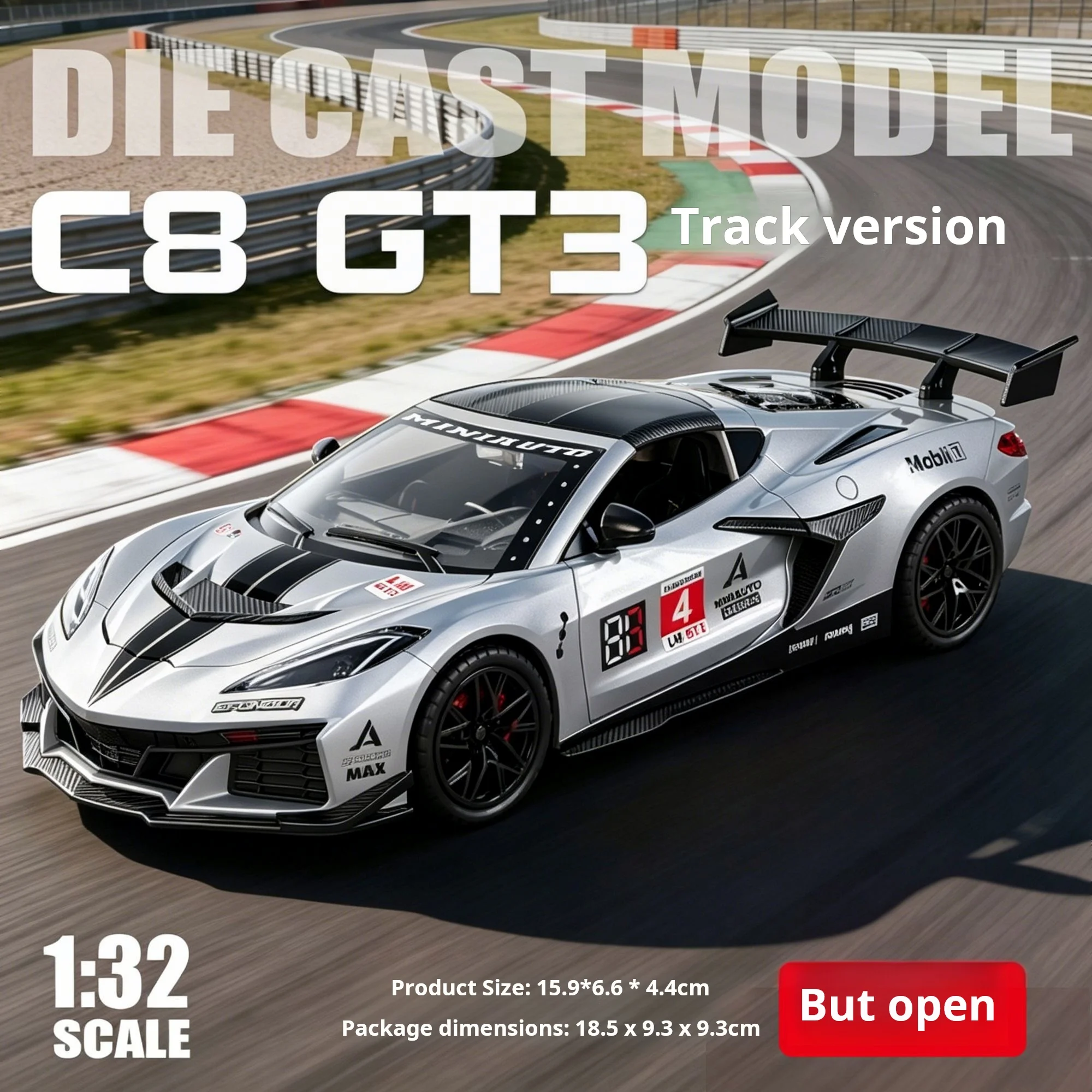 1:32 Scale C8 ZR1X Supercar GT3 Model Diecast Vehicle Light & Sound Pull Back Toy Car Perfect Gift Boys Collect Openable Doors
1:32 Scale C8 ZR1X Supercar GT3 Model Diecast Vehicle Light & Sound Pull Back Toy Car Perfect Gift Boys Collect Openable Doors