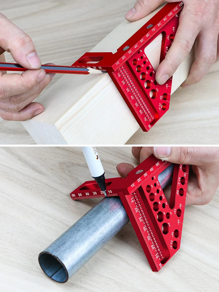 3D Multi-Angle Measuring Ruler, 45/90 Degree Aluminum Woodworking Square Protractor, Miter Triangle Ruler Layout Measuring Tool
3D Multi-Angle Measuring Ruler, 45/90 Degree Aluminum Woodworking Square Protractor, Miter Triangle Ruler Layout Measuring Tool