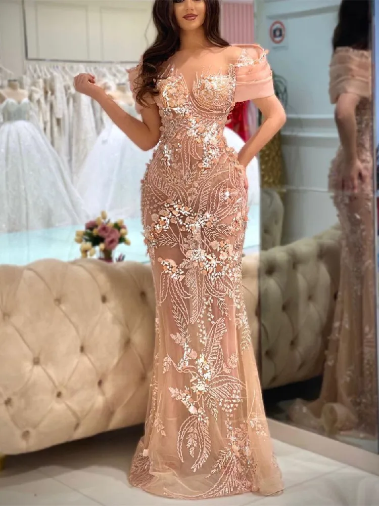 Pink Evening Dresses V Neck Sleeveless Off Shoulder Sequins 3D Lace Flowers Beaded Appliques Hollow SexyProm Dresses Custom Made
Pink Evening Dresses V Neck Sleeveless Off Shoulder Sequins 3D Lace Flowers Beaded Appliques Hollow SexyProm Dresses Custom Made