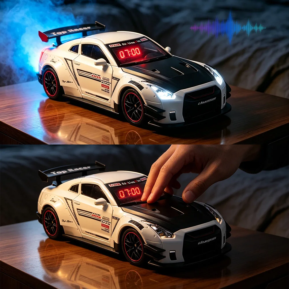 1PCS Remote Control Car Alarm Clock, Rechargeable LED Digital Hypercar Clock, Realistic Engine Sound, Water Spray Exhaust Light
1PCS Remote Control Car Alarm Clock, Rechargeable LED Digital Hypercar Clock, Realistic Engine Sound, Water Spray Exhaust Light