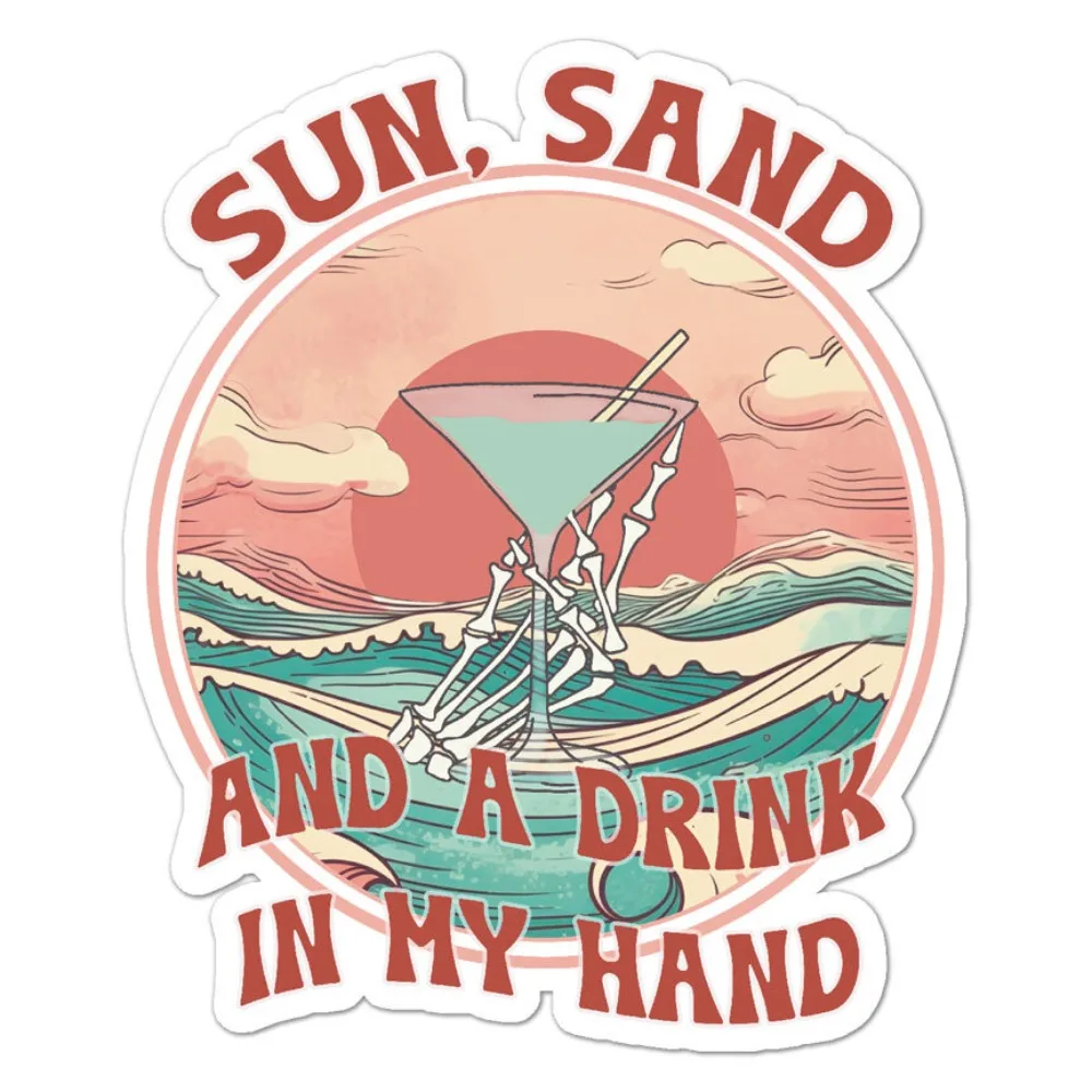 Sun Sand Drink in Hand Vinyl Decal Sticker Indoor Outdoor Funny Window Sticker Waterproof Vinyl Decal UV Resistant Decal
Sun Sand Drink in Hand Vinyl Decal Sticker Indoor Outdoor Funny Window Sticker Waterproof Vinyl Decal UV Resistant Decal