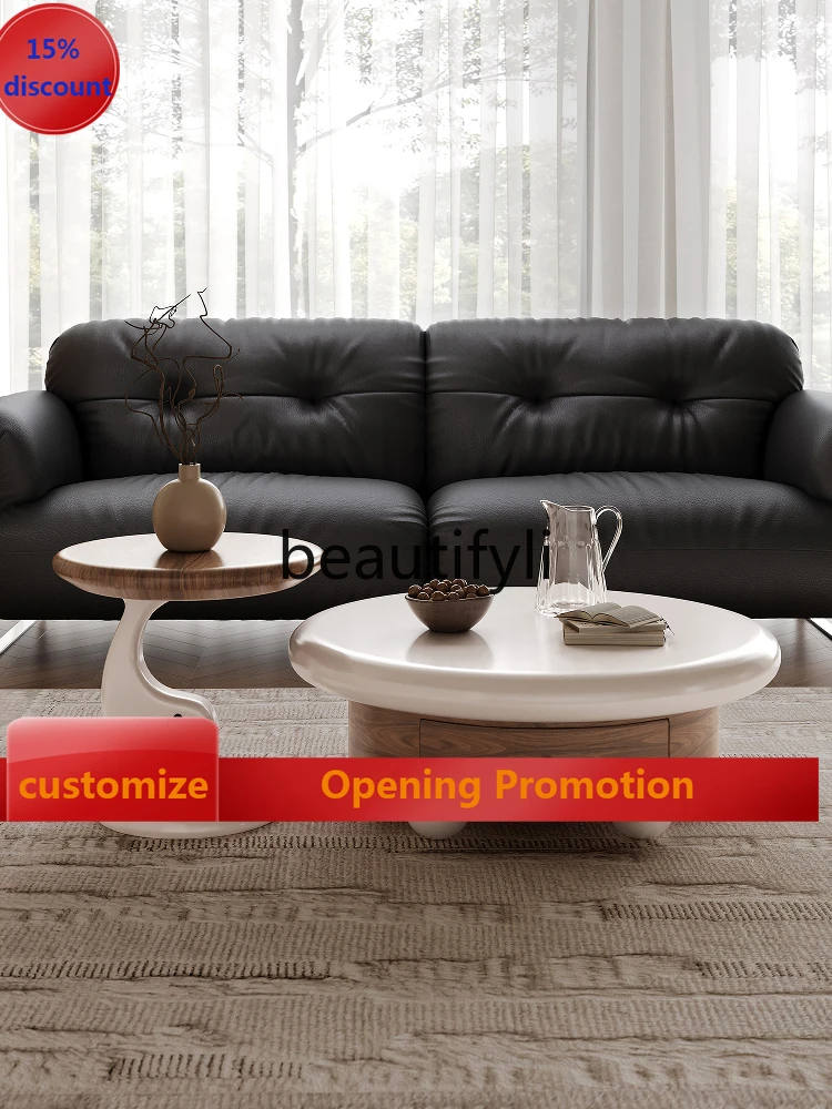 Size round combination coffee table white light luxury high-end living room French round G1218
Size round combination coffee table white light luxury high-end living room French round G1218