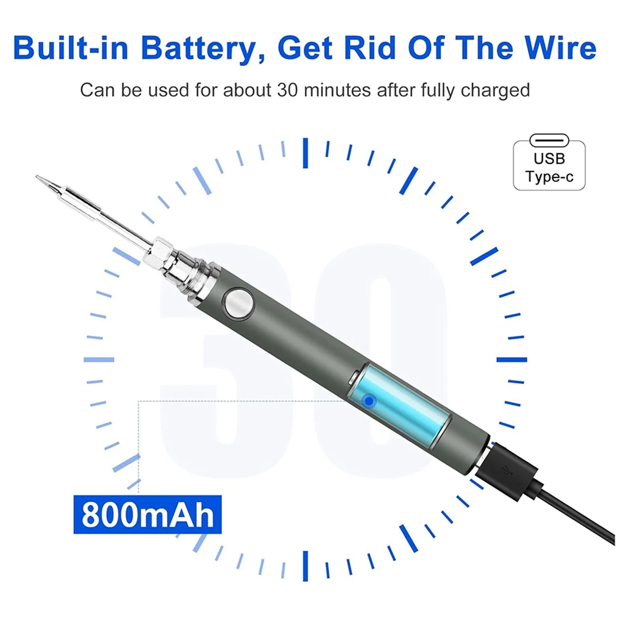 PA-Cordless Soldering Iron Kit, USB Rechargeable Cordless Soldering Iron, 3 Temperature Adjustment Soldering Iron -
PA-Cordless Soldering Iron Kit, USB Rechargeable Cordless Soldering Iron, 3 Temperature Adjustment Soldering Iron -