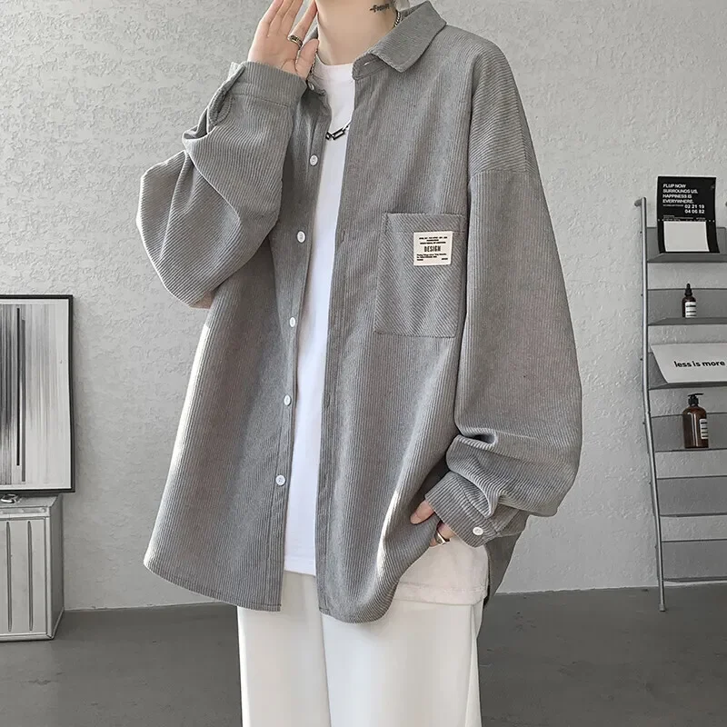 Pop Spring Long Sleeved Shirt Men Oversized Retro Corduroy Shirt Men Streetwear Korean Loose Casual Shirts Mens Vintage Shirt M-
Pop Spring Long Sleeved Shirt Men Oversized Retro Corduroy Shirt Men Streetwear Korean Loose Casual Shirts Mens Vintage Shirt M-