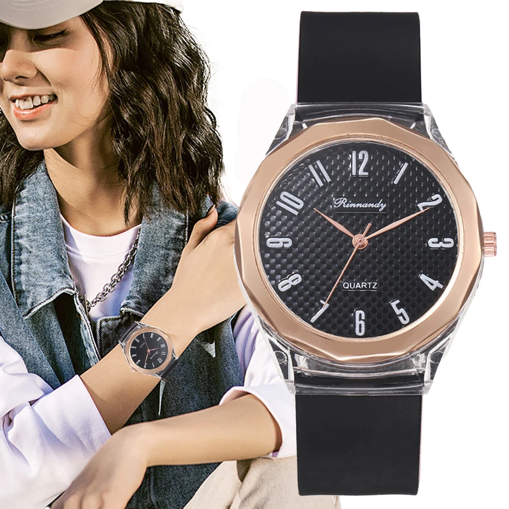 Fashion Simple Numbers Clear Plastic Case Design Ladies Quartz Watch Casual Black Sport Silicone Strap Women Clock Watches
Fashion Simple Numbers Clear Plastic Case Design Ladies Quartz Watch Casual Black Sport Silicone Strap Women Clock Watches