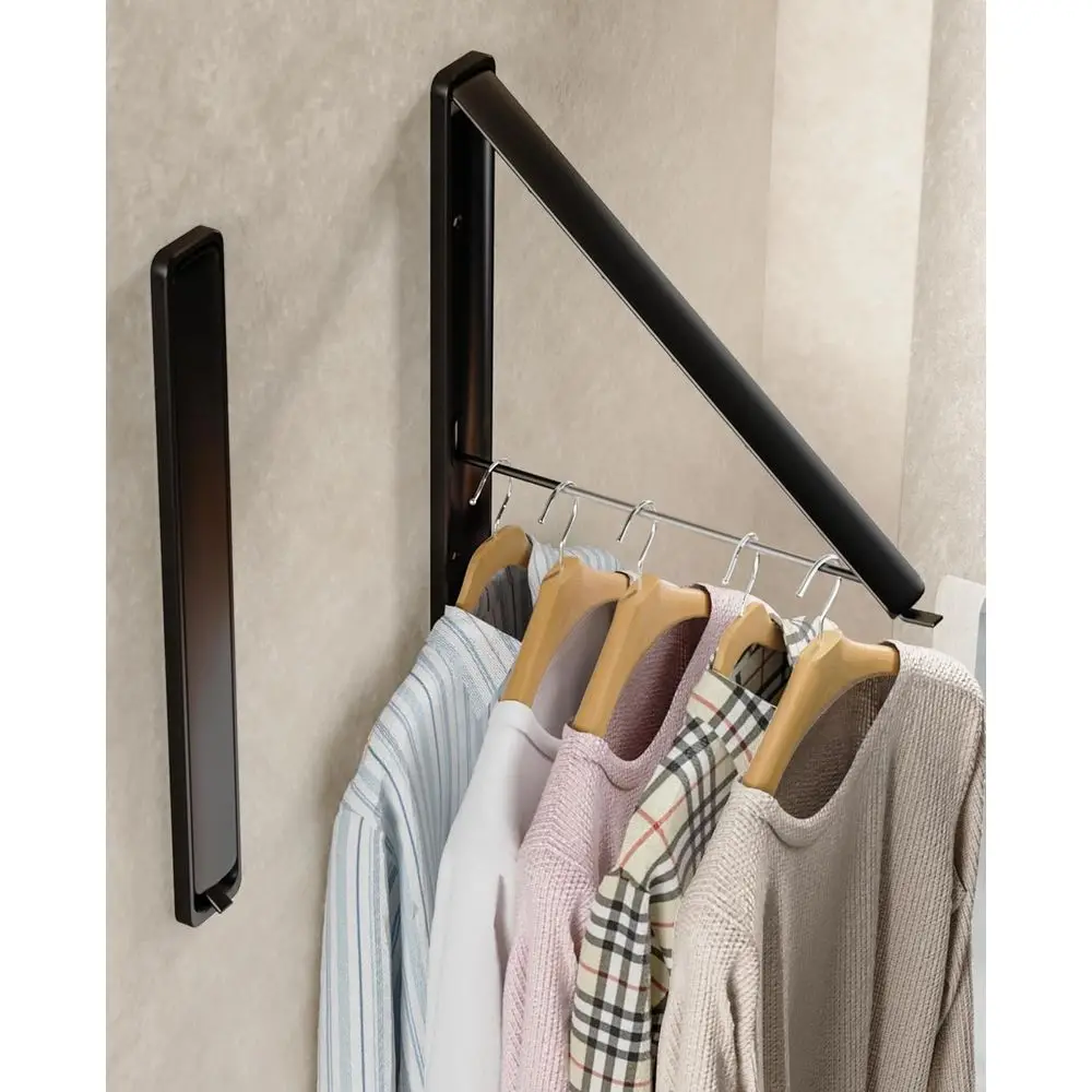 Wall-Mounted Retractable Clothes Drying Rack, Foldable Hanger Organizer for Laundry, Dorm, Closet, Balcony - Metal, Black
Wall-Mounted Retractable Clothes Drying Rack, Foldable Hanger Organizer for Laundry, Dorm, Closet, Balcony - Metal, Black