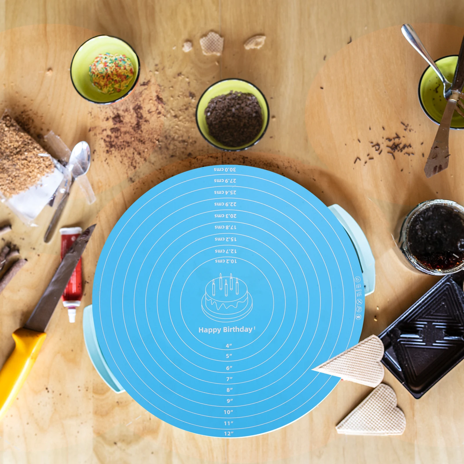 Non slip Silicone Pastry Mat Blue 30cm Cake Turntable Baking Supply Reusable Dough Rolling Mat Measurement Easy Clean Smooth
Non slip Silicone Pastry Mat Blue 30cm Cake Turntable Baking Supply Reusable Dough Rolling Mat Measurement Easy Clean Smooth