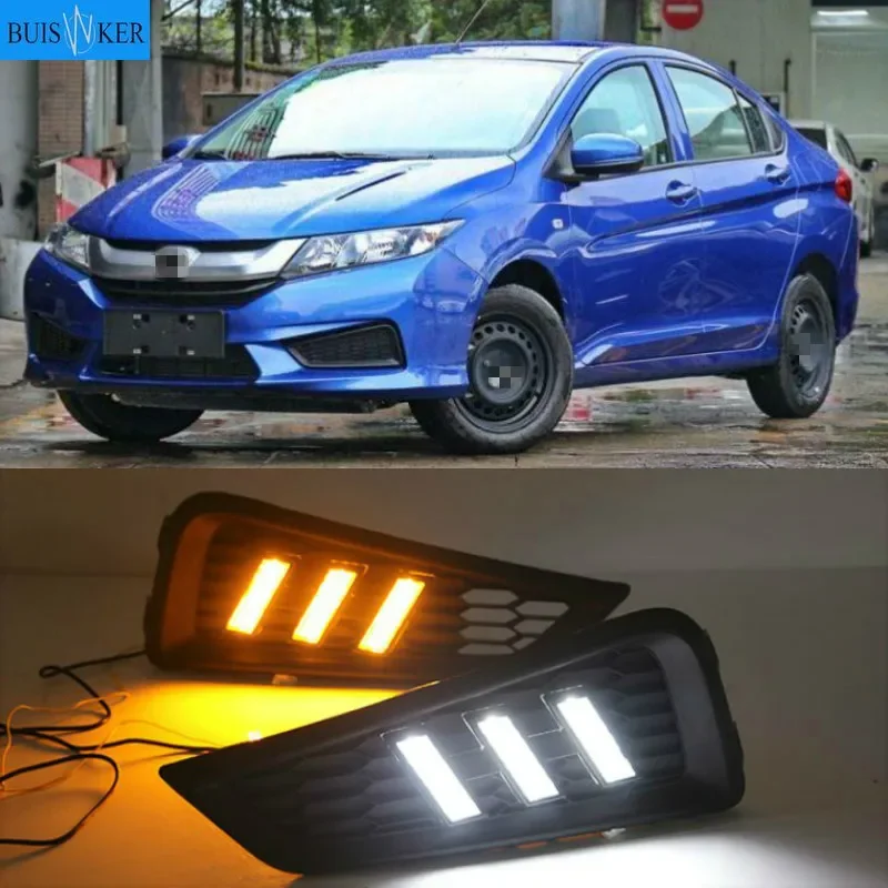 LED daytime Running Lights for Honda City 2015 2016 fog lamp cover drl with yellow turn signal light car styling
LED daytime Running Lights for Honda City 2015 2016 fog lamp cover drl with yellow turn signal light car styling