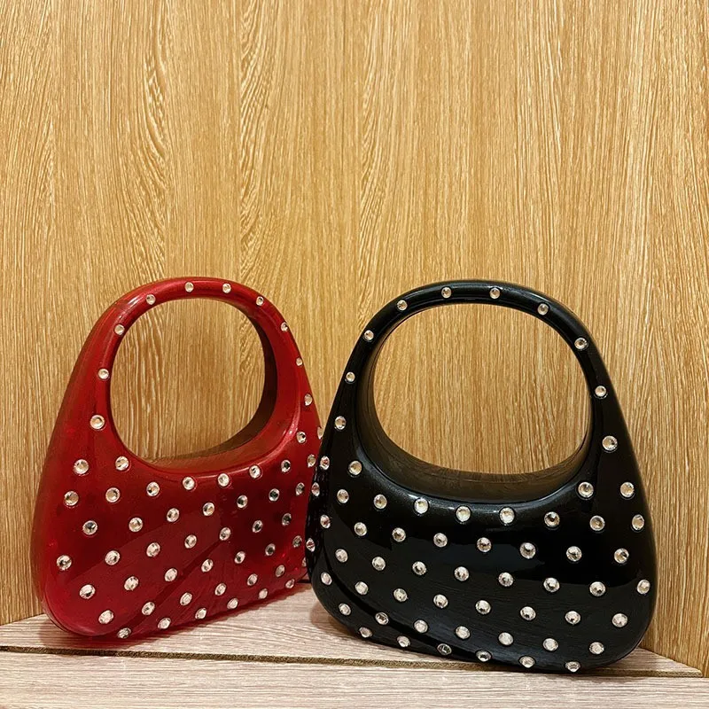 Diamond Women Bags Luxury Designer Handbags Rhinestones Box Transparent Acrylic Clutch Dresses Crescent Shoulder Crossbody Bag
Diamond Women Bags Luxury Designer Handbags Rhinestones Box Transparent Acrylic Clutch Dresses Crescent Shoulder Crossbody Bag