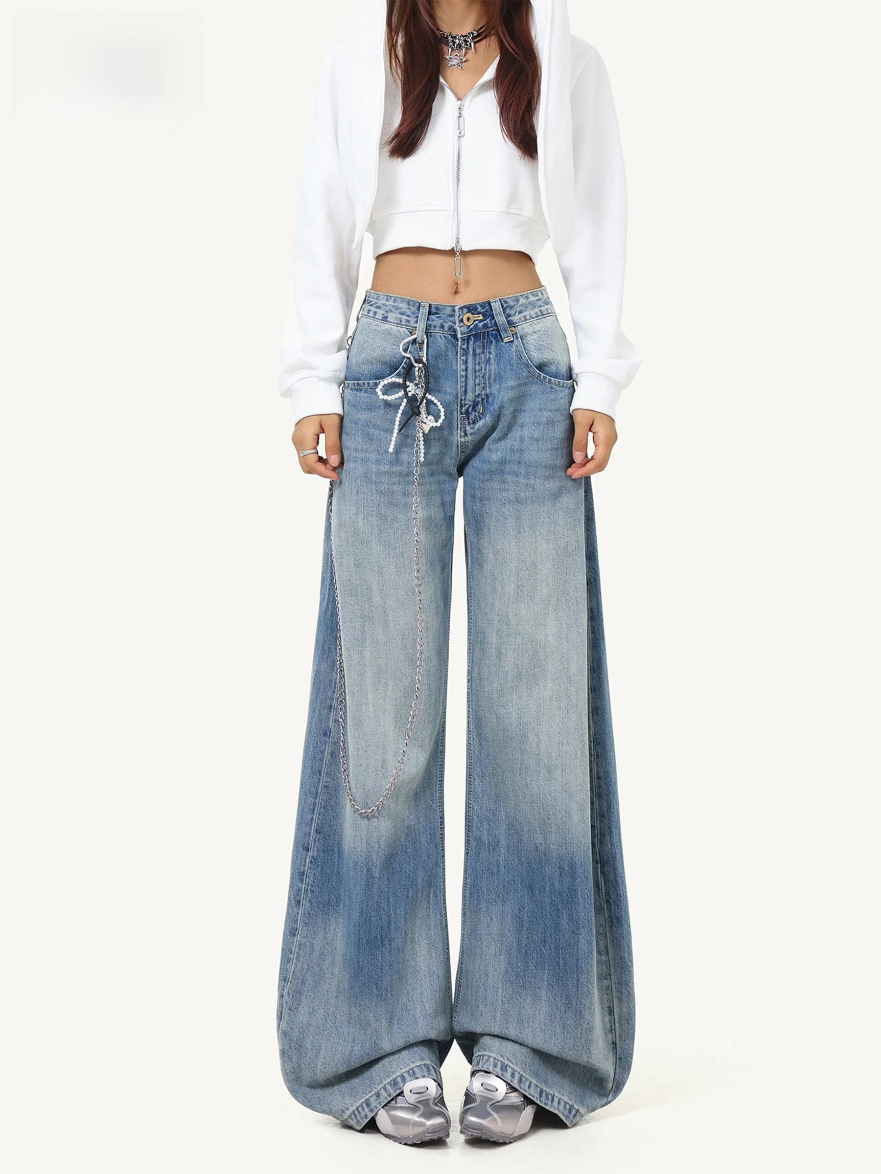 American Style Retro Wide Leg Knife Jeans Women's Autumn New Design Sensation Washed Loose Drape Banana Pants
American Style Retro Wide Leg Knife Jeans Women's Autumn New Design Sensation Washed Loose Drape Banana Pants