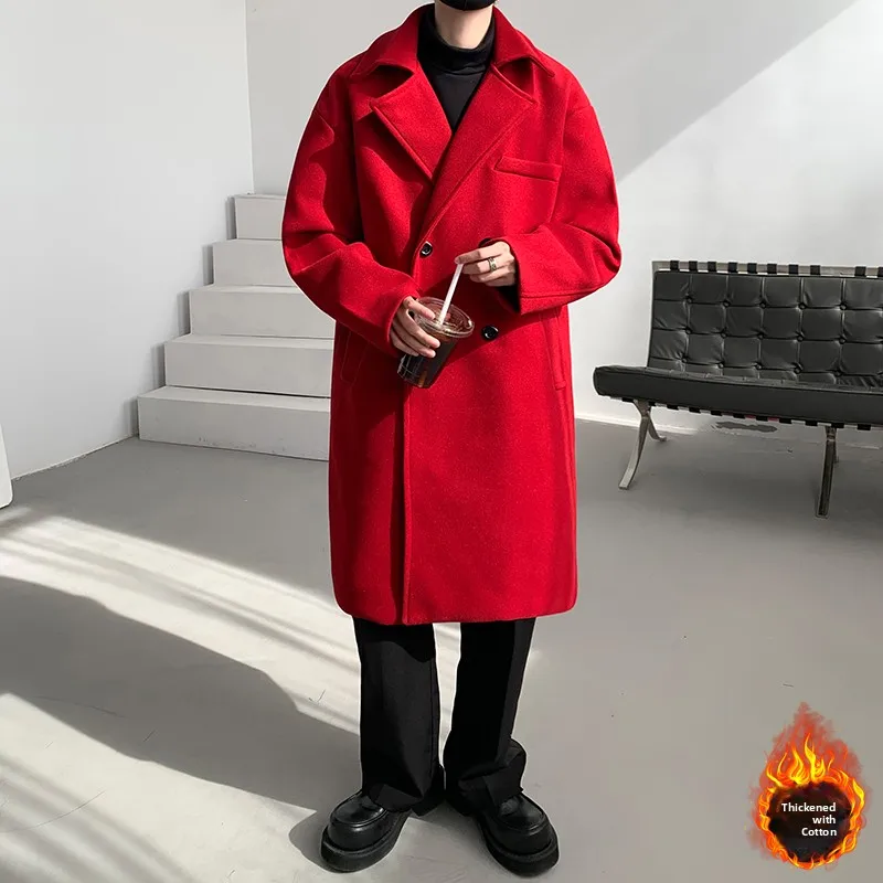 Maroon Woolen Men's Coat Medium-Length Thiened Autumn Winter Briti Sle Double-Row Buttoning Windbreaker Faionable You...
Maroon Woolen Men's Coat Medium-Length Thiened Autumn Winter Briti Sle Double-Row Buttoning Windbreaker Faionable You...