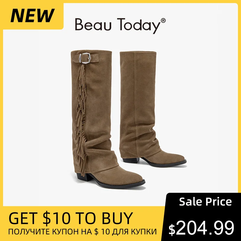 BEAUTODAY/длинные сапоги, женские туфли из натуральной коровьей замши, однотонная женская обувь без шнуровки с пряжкой и ремешком, ручная работа 06165 
BEAUTODAY/длинные сапоги, женские туфли из натуральной коровьей замши, однотонная женская обувь без шнуровки с пряжкой и ремешком, ручная работа 06165