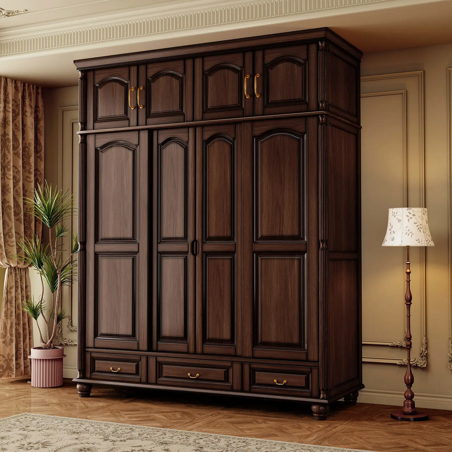 Solid wood wardrobe sliding door locker size household bedroom sliding door cabinet retro wind door wardrobe
Solid wood wardrobe sliding door locker size household bedroom sliding door cabinet retro wind door wardrobe