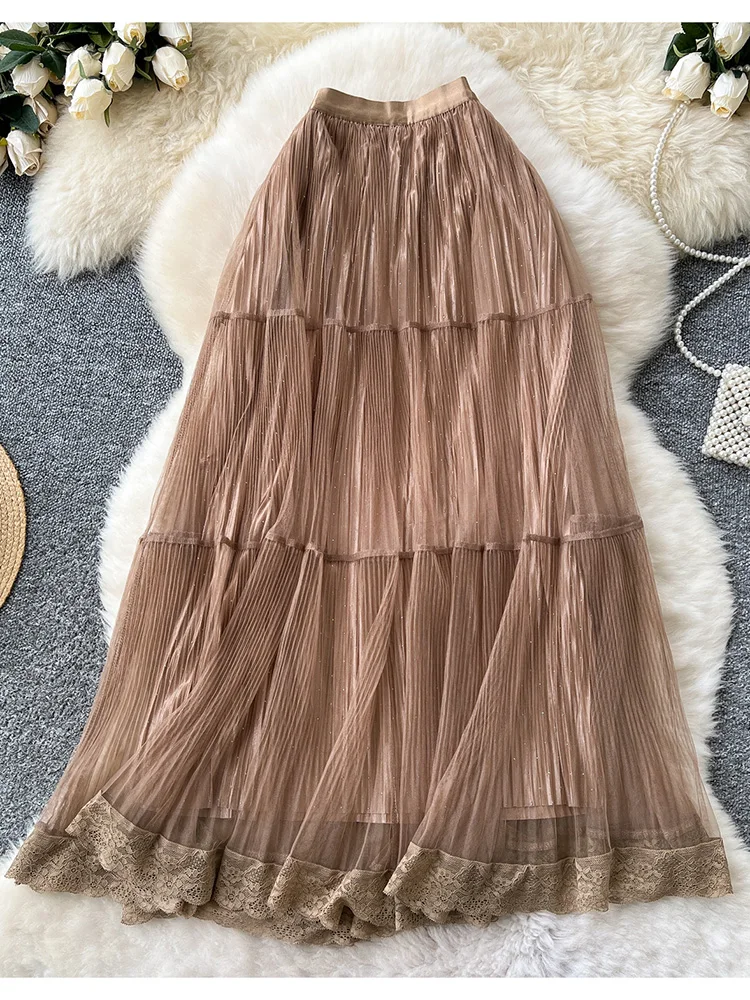 Women's Summer Skirt Korean Version Mesh Lazy Versatile Sweet High Waisted Lace Patchwork Slimming Fairy A-line Faldas SK033
Women's Summer Skirt Korean Version Mesh Lazy Versatile Sweet High Waisted Lace Patchwork Slimming Fairy A-line Faldas SK033