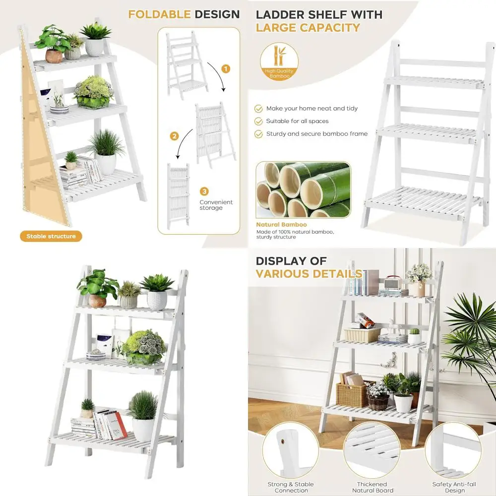 Bamboo Bookshelf 3-Tier Ladder Shelf, 39.4” Freestanding Open Bookcase Book Shelf Bathroom Storage Shelf Unit Plant Stand for Sm
Bamboo Bookshelf 3-Tier Ladder Shelf, 39.4” Freestanding Open Bookcase Book Shelf Bathroom Storage Shelf Unit Plant Stand for Sm
