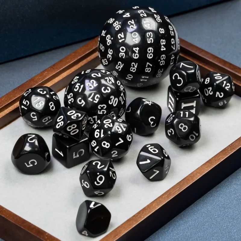 A Set Of 15 Black Bags Containing 3-sided -100 Sided Digital Dice For Collecting, Gifting, Board Games, And Running Dice
A Set Of 15 Black Bags Containing 3-sided -100 Sided Digital Dice For Collecting, Gifting, Board Games, And Running Dice