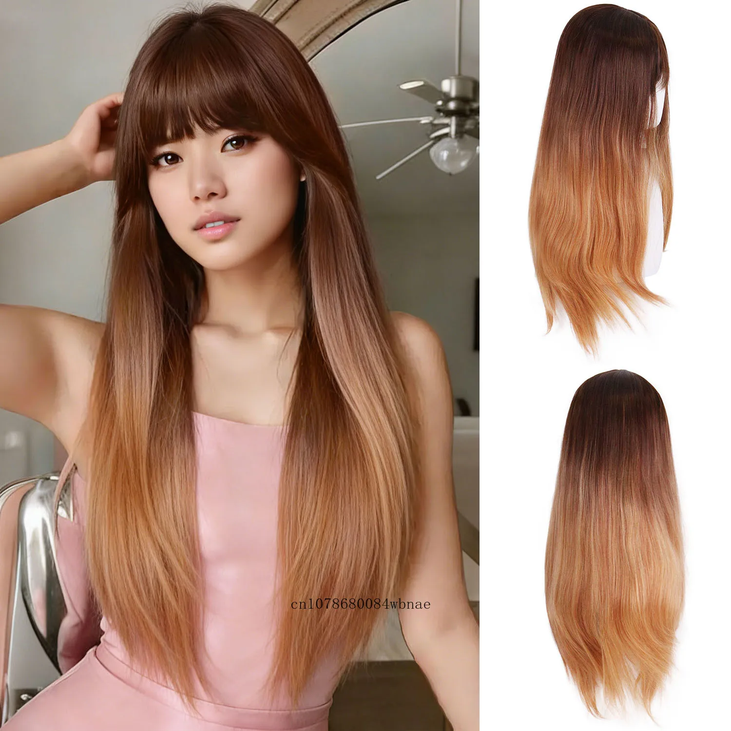 Synthetic Ombre Brown to Blonde Wig Long Straight Wigs with Full Bangs Soft Silky for Cosplay Party Dress Up Daily Styling Wig
Synthetic Ombre Brown to Blonde Wig Long Straight Wigs with Full Bangs Soft Silky for Cosplay Party Dress Up Daily Styling Wig
