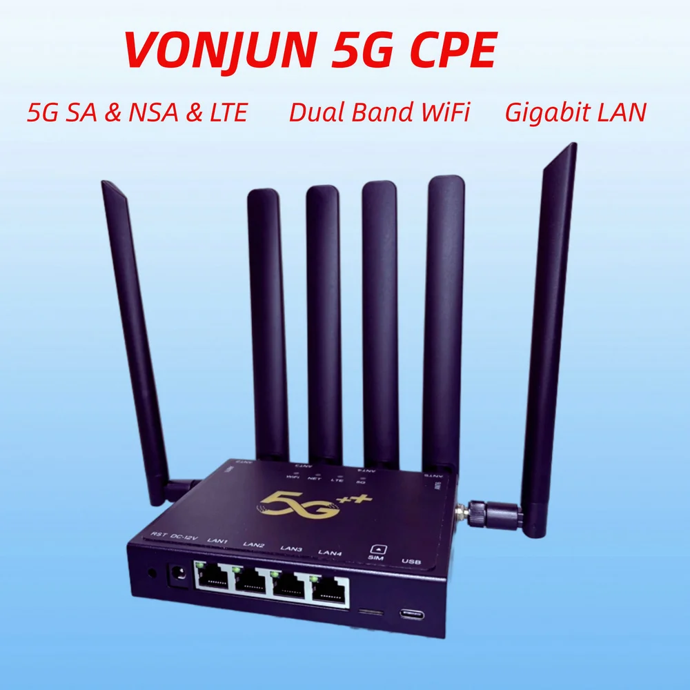 VJ C950 5G LTE CPE Qualcomm X55 Открытый домашний Wi-Fi-маршрутизатор 150 Мбит/с/300 Мбит/с 5G NR 4G LTE 3G WCDMA
VJ C950 5G LTE CPE Qualcomm X55 Открытый домашний Wi-Fi-маршрутизатор 150 Мбит/с/300 Мбит/с 5G NR 4G LTE 3G WCDMA