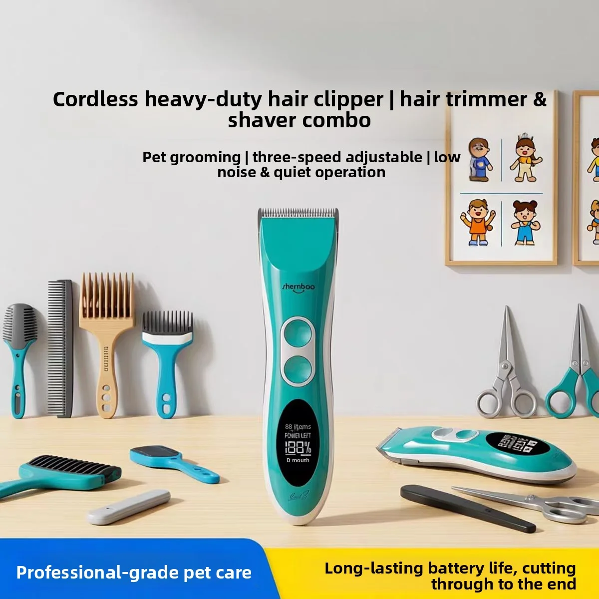 Professional Dog Grooming Clipper For Salon Use Cordless Stainless Steel Low Noise Large Pet Hair Trimmer
Professional Dog Grooming Clipper For Salon Use Cordless Stainless Steel Low Noise Large Pet Hair Trimmer