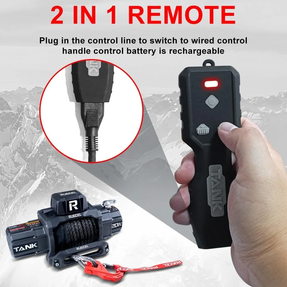 13500lb Waterproof Electric Red Synthetic Rope Winch with Hawse Fairlead, Wired Handle and 2 Infrared Remote
13500lb Waterproof Electric Red Synthetic Rope Winch with Hawse Fairlead, Wired Handle and 2 Infrared Remote