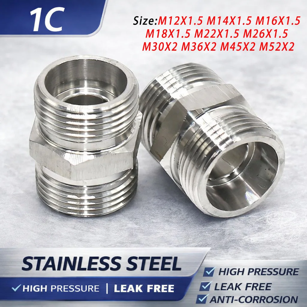 1C Metric Male Thread 24° Cone Seal Straight Union Fitting 304 Stainless Steel Hydraulic Compression Connector Oil Pipe Joint
1C Metric Male Thread 24° Cone Seal Straight Union Fitting 304 Stainless Steel Hydraulic Compression Connector Oil Pipe Joint