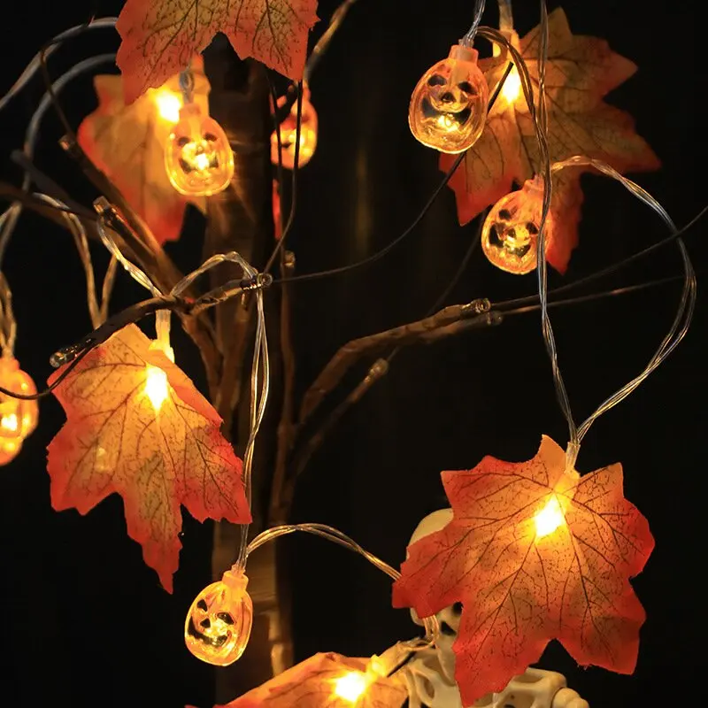 1PC Halloween LED String Lights Pumpkin Maple Leaf Decorations Battery Powered Warm White Atmosphere Lighting
1PC Halloween LED String Lights Pumpkin Maple Leaf Decorations Battery Powered Warm White Atmosphere Lighting