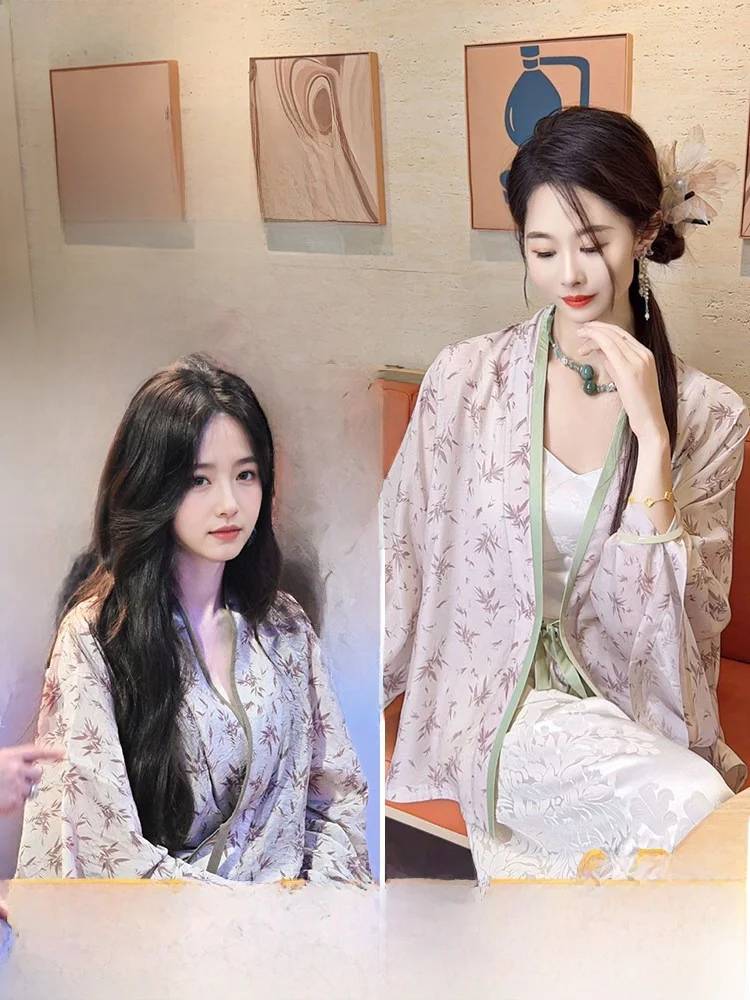 New Chinese Sle Silk irt Set for Women Bamboo Pattern Thin Silk Top ort Outerwear Comfortable Breathable Ladie...
New Chinese Sle Silk irt Set for Women Bamboo Pattern Thin Silk Top ort Outerwear Comfortable Breathable Ladie...