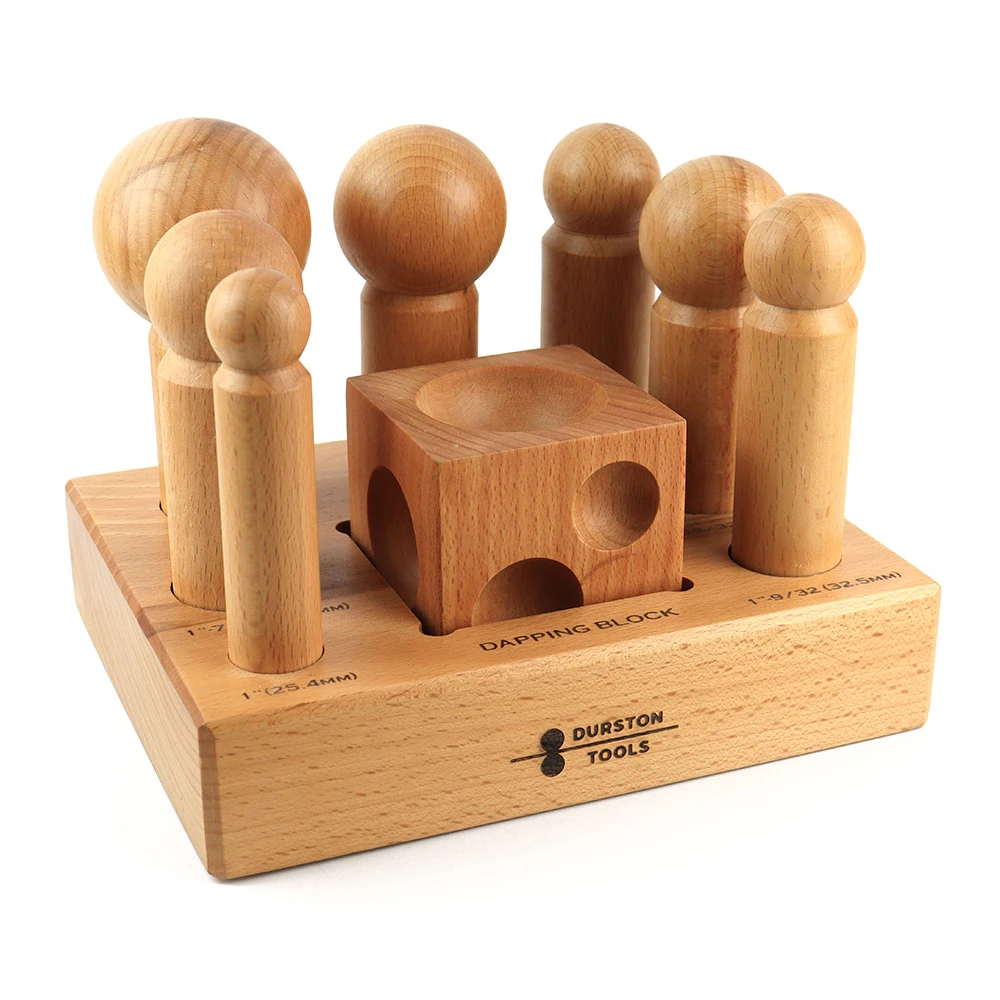 Durston Jeweler's DIY Tool Non-Marring Wooden Dapping Set 7 Wood Punches & Matching Block for Soft Metal Forming Doming
Durston Jeweler's DIY Tool Non-Marring Wooden Dapping Set 7 Wood Punches & Matching Block for Soft Metal Forming Doming