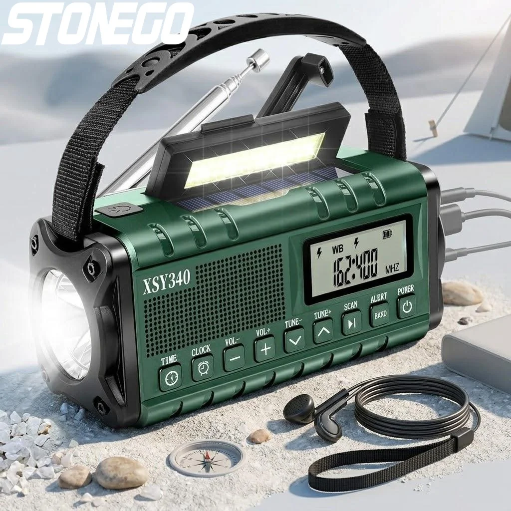 10000mAh Solar Hand Crank Emergency Radio AM FM Weather Alert LED Flashlight Type C Charger Portable Clock SOS Alarm
10000mAh Solar Hand Crank Emergency Radio AM FM Weather Alert LED Flashlight Type C Charger Portable Clock SOS Alarm