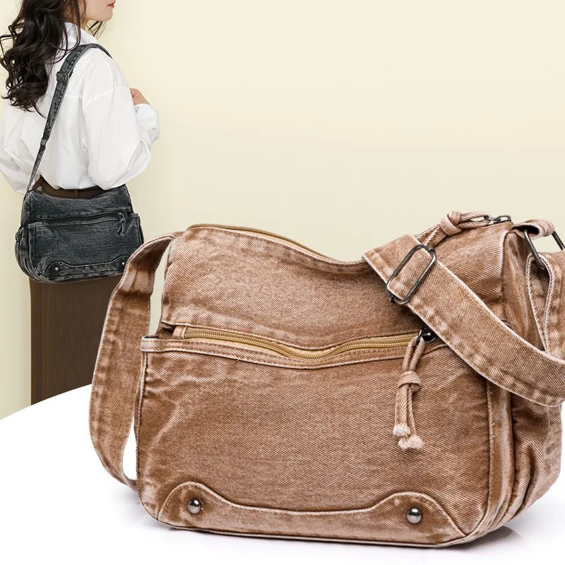 Casual Women's Crossbody Bag Large Capacity Washed Denim Canvas Lightweight Multi-pocket Cloth Multi-compartment Aesthetic
Casual Women's Crossbody Bag Large Capacity Washed Denim Canvas Lightweight Multi-pocket Cloth Multi-compartment Aesthetic