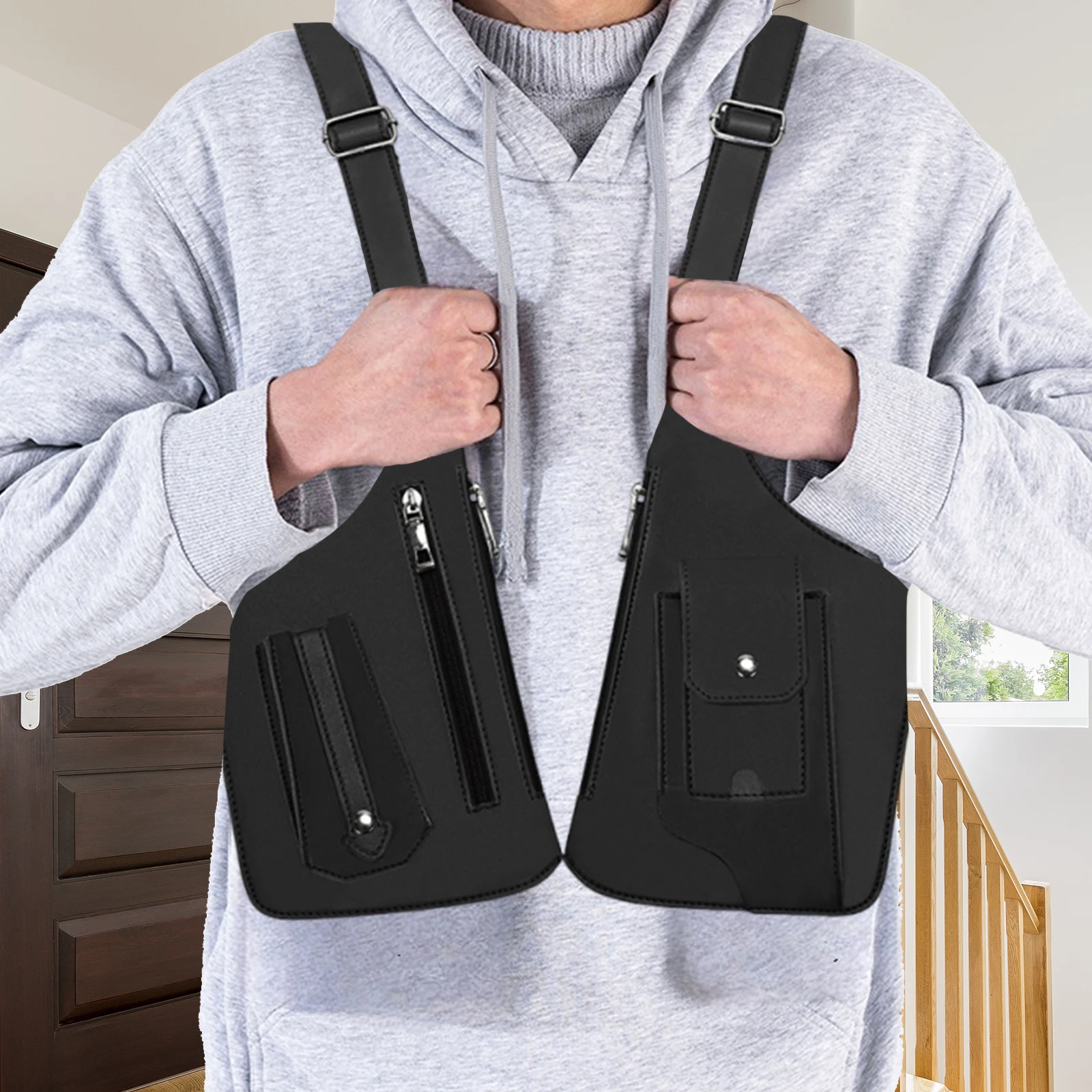 Men PU Leather Back Crossbody Bags Outdoor Nylon Tactical Backpack Vest Chest Bag Multi-Pocket Anti-Theft Double Shoulder Bag
Men PU Leather Back Crossbody Bags Outdoor Nylon Tactical Backpack Vest Chest Bag Multi-Pocket Anti-Theft Double Shoulder Bag