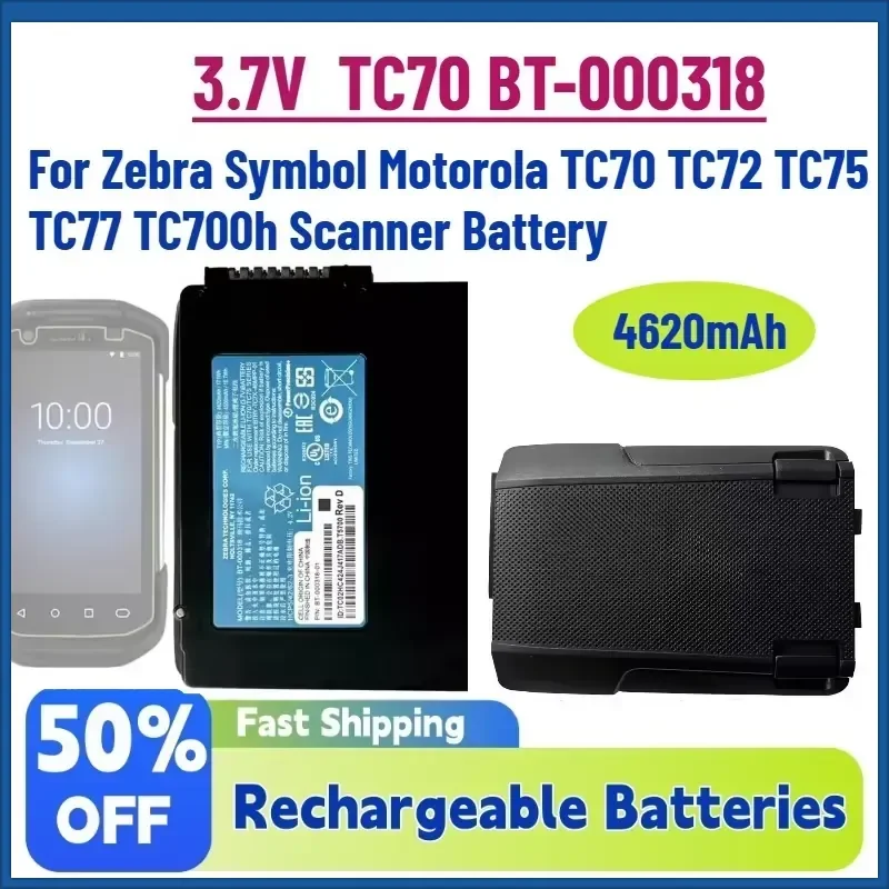 In Stock 3.7V 4620mAh TC70 BT-000318 Li-Ion Battery Replace for Zebra Symbol Motorola TC70 TC72 TC75 TC77 TC700h Scanner
In Stock 3.7V 4620mAh TC70 BT-000318 Li-Ion Battery Replace for Zebra Symbol Motorola TC70 TC72 TC75 TC77 TC700h Scanner