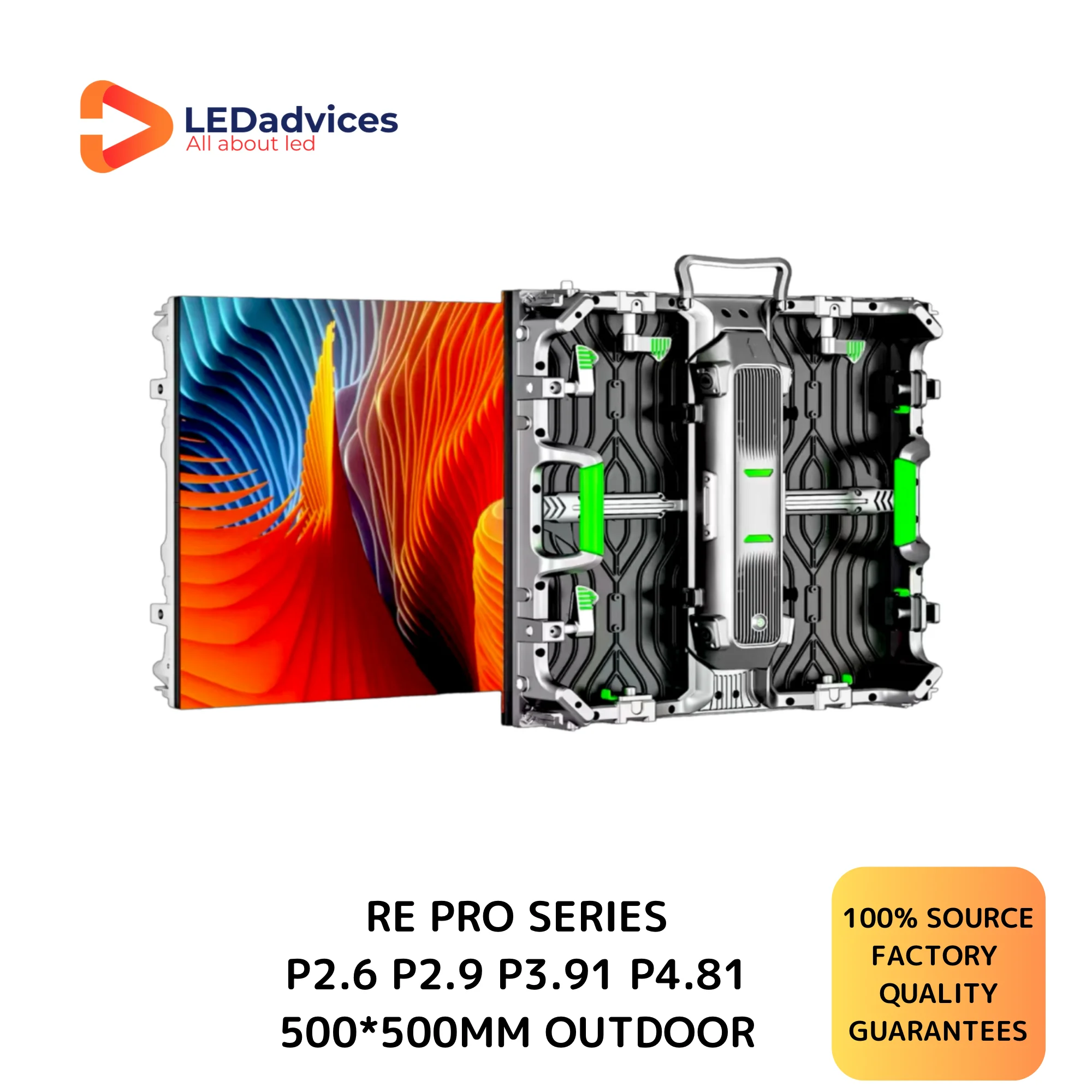 LEDadvices RE PRO Series P2.9 P3.91 P4.81 Outdoor Full Color LED Cabinet 500*500mm 3840Hz Rental Event Big Screen Display Wall
LEDadvices RE PRO Series P2.9 P3.91 P4.81 Outdoor Full Color LED Cabinet 500*500mm 3840Hz Rental Event Big Screen Display Wall