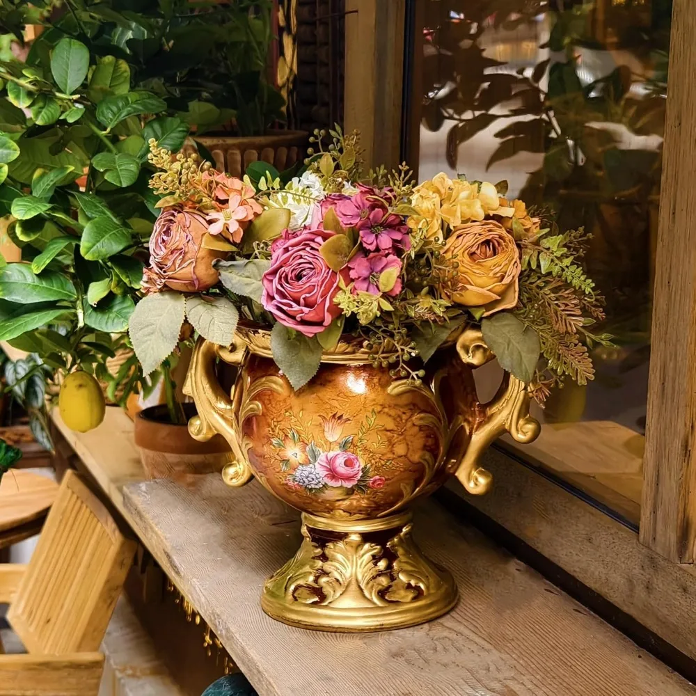 Antique Roman Pedestal Vase with Handles Floral Pattern Centerpiece for Living Room Office Decor
Antique Roman Pedestal Vase with Handles Floral Pattern Centerpiece for Living Room Office Decor