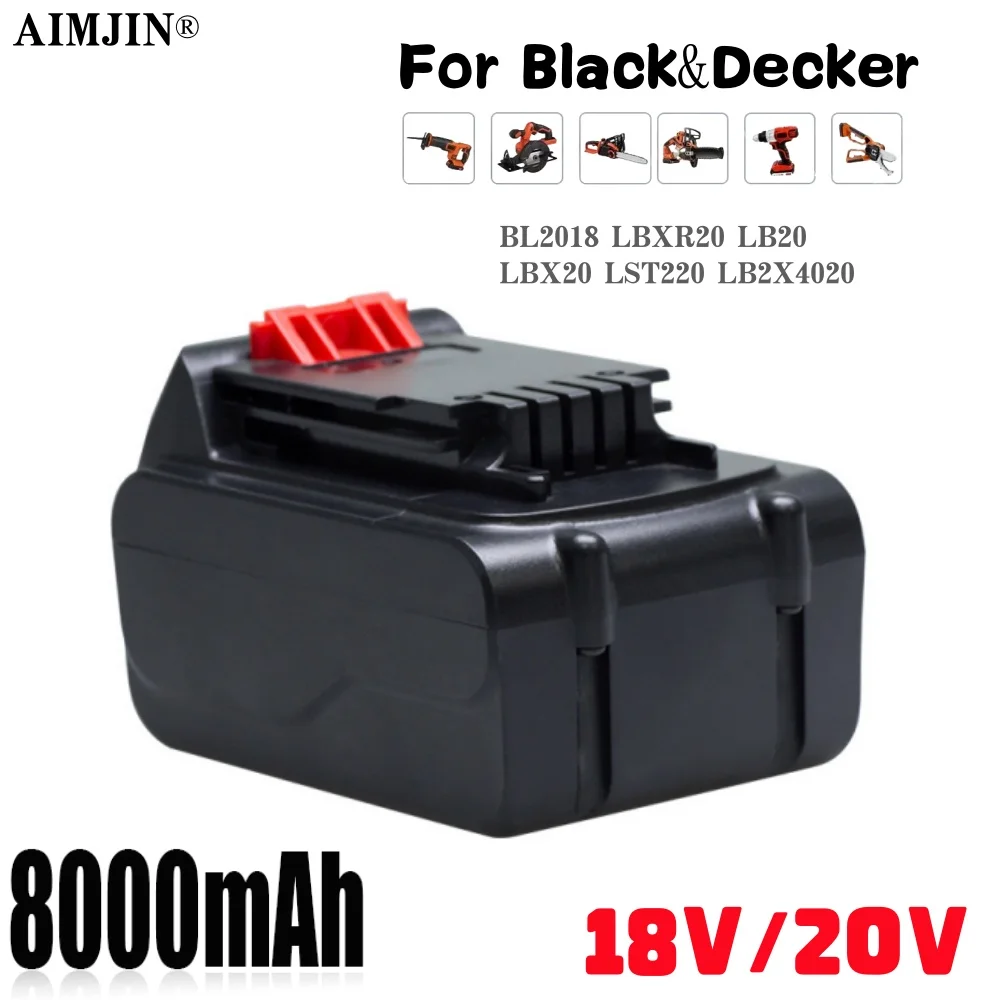Литий-ионная аккумуляторная батарея 18 В, 20 В, 8000 мАч для замены электроинструмента Black Decker LB20 LBX20 LBXR20
Литий-ионная аккумуляторная батарея 18 В, 20 В, 8000 мАч для замены электроинструмента Black Decker LB20 LBX20 LBXR20