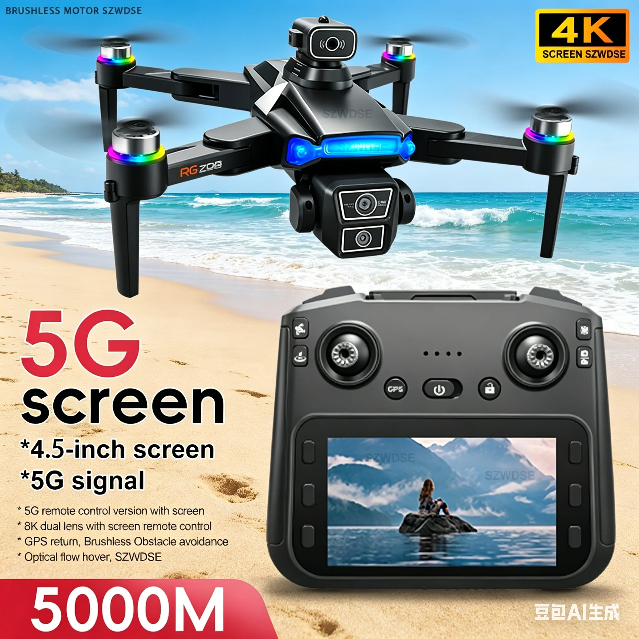 RG706 MAX GPS Drone 4K Professional Dual Camera Dron Brushless Obstacle Avoidance WIFI FPV Foldable Quadcopter Helicopter Toys
RG706 MAX GPS Drone 4K Professional Dual Camera Dron Brushless Obstacle Avoidance WIFI FPV Foldable Quadcopter Helicopter Toys