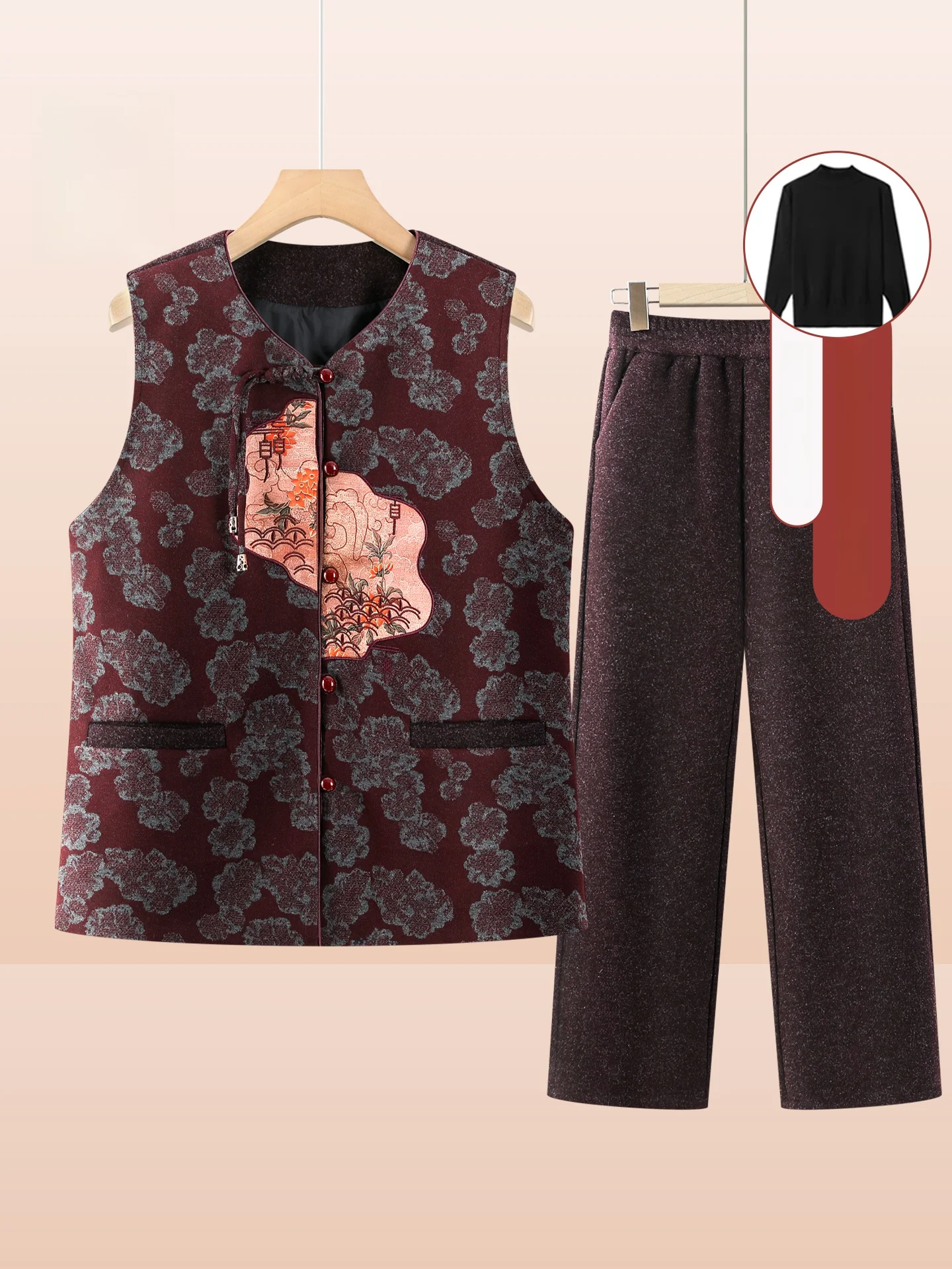 Женский тонкий шерстяной жилет и длинные брюки в традиционном китайском стиле с круглым вырезом и принтом, повседневная одежда
Женский тонкий шерстяной жилет и длинные брюки в традиционном китайском стиле с круглым вырезом и принтом, повседневная одежда