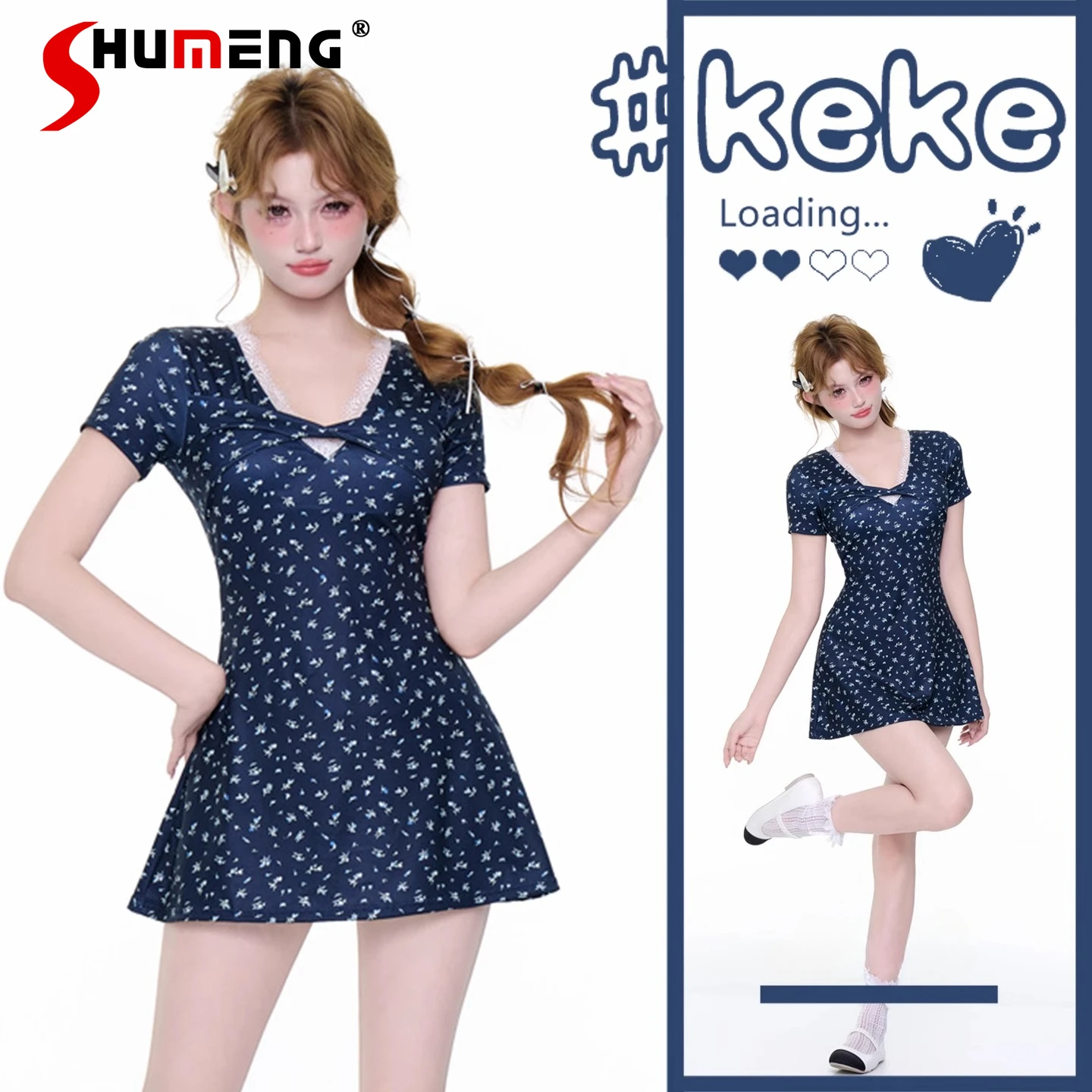 Japanese Preppy Style Sweet Girls Swimwear Summer Lace V-Neck Short Sleeve High Waist Slim Dress Shorts Two Piece Swimsuit Women
Japanese Preppy Style Sweet Girls Swimwear Summer Lace V-Neck Short Sleeve High Waist Slim Dress Shorts Two Piece Swimsuit Women