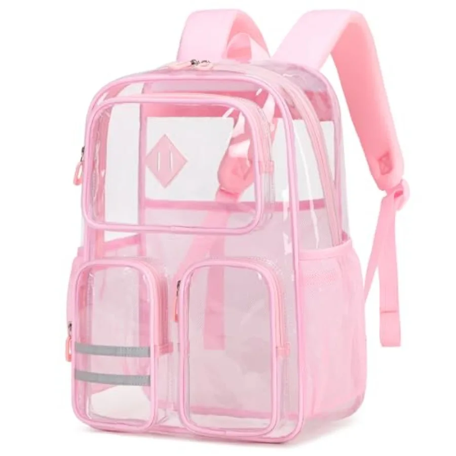 Clear Backpacks for School Heavy Duty Clear Bookbag Stadium Events Transparent Back Pack,Pink
Clear Backpacks for School Heavy Duty Clear Bookbag Stadium Events Transparent Back Pack,Pink