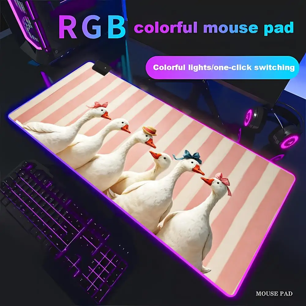 HYBXAXC Cute Goose with Bow Large Mouse Pad RGB Gaming Pad HD Gamer LED Light PC Computer Non-slip Waterproof Gaming Keyboard
HYBXAXC Cute Goose with Bow Large Mouse Pad RGB Gaming Pad HD Gamer LED Light PC Computer Non-slip Waterproof Gaming Keyboard