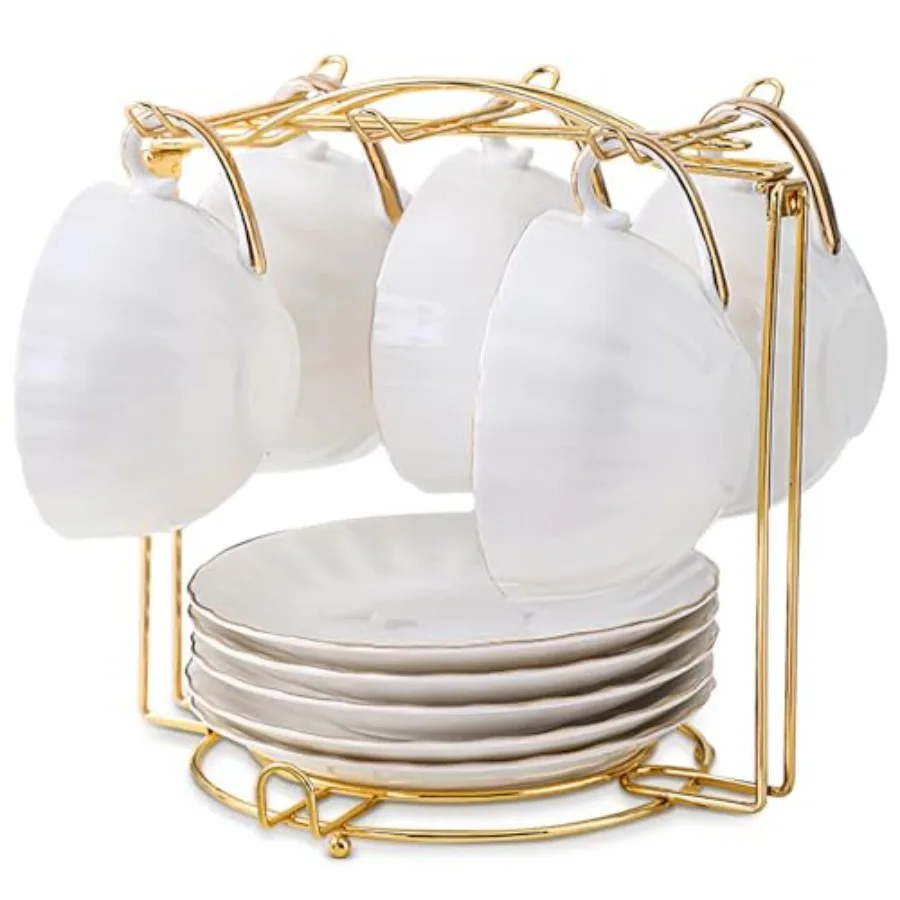 Tea Cups Holder, Metal Coffee Cup Tea Cups Rack, Foldable Organizer for Coffee Cup Spoon and Saucers
Tea Cups Holder, Metal Coffee Cup Tea Cups Rack, Foldable Organizer for Coffee Cup Spoon and Saucers