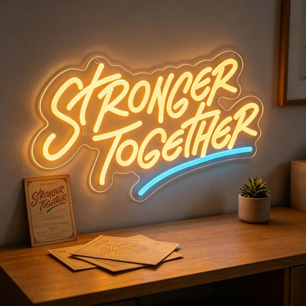 Stronger Together Neon Sign LED Night Light USB Powered Inspirational Wall Art for Team Office Family Home Decoration
Stronger Together Neon Sign LED Night Light USB Powered Inspirational Wall Art for Team Office Family Home Decoration